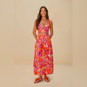 FARM RIO Orange Flying Birds Lenzing™ Ecovero™ Euroflax™ Skirt